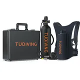 TUDIVING-2L Tauchflasche Unterwasser mit 25-30 Minuten Atmen, Tragbare Tauchflasche, Schnorchelset zum Gerätetauchen (S700Plus A1 Black DE)