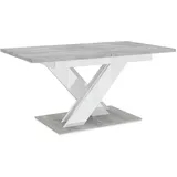 MEBLINI Esstisch Ausziehbar - Esszimmertisch Modern - Küchentisch - Säulentisch - Ausziehtisch - Dining Table - Esszimmertische - 140-180x80x75cm - Bronx - Betonoptik/Weiß Hochglanz