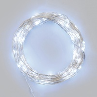 LED Micro-Lichterkette, kaltweiß, Fernbedienung, 15 Funktionen, batteriebetrieben, 100 LEDs