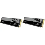 Lexar NM790 2TB SSD, PCIe Gen4x4 NVMe 1.4 M.2 2280 SSD, Bis zu 7 400MB/s Lesen, 6 500MB/s Schreiben, Solid-State-Laufwerk für PS5, PC, Laptop und Gamer (Packung mit 2)
