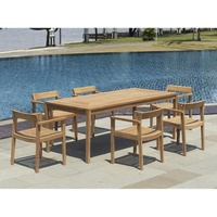 MYLIA Garten-Essgruppe: 1 Tisch L 200 cm + 6 Sessel - Teakholz - Holzfarben hell - ALLENDE von MYLIA