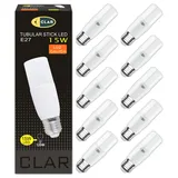 CLAR - E27 LED Lampe Stabform 15W Leuchtmittel E27, Energiesparlampe E27, LED Energiesparlampe, E27, Lampe Aussenbereich, LED Längliche Glühbirne E27 15W E27 Warmweiß 3000ok (Pack 10)