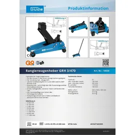 Güde Rangierwagenheber Stahl 3 t 130-465 mm blau/schwarz