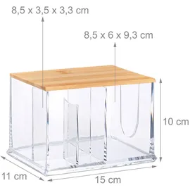 Relaxdays Wattestäbchenbehälter Wattepadspender Transparent