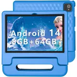 ITDULCET Kinder-Tablet, 10 Zoll Android 14 Tablet für Kinder, 8GB RAM 64GB ROM, Octa-Core, Schnelllade-Akku, mit stoßfester Hülle, Bluetooth, WLAN, Kindersicherung, Dual-Kamera, GPS