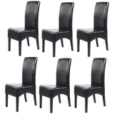 Mendler 6er-Set Esszimmerstuhl Stuhl Latina, LEDER ~ schwarz, dunkle Beine