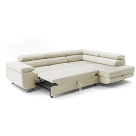 muffo Ecksofa WILD L Rechts mit Schlaffunktion 127x195 Velours Beige - Beige