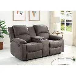 2-Sitzer "Cicero", grau (dunkelgrau), B:173cm H:99cm T:99cm, ATLANTIC HOME COLLECTION, Sofas, mit Relaxfunktion, Federkern und Getränkehalter