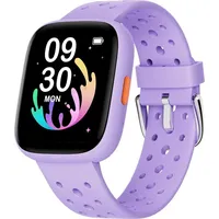 Smartwatch Kinder, 1,8" Smartwatch Uhr Schrittzähler, 24/7 Puls, Schlafmonitor, Vibrationsalarm, IP68 Wasserdicht, Puzzlespiele mit/ohne App - Lila