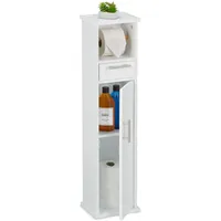 Relaxdays Toilettenpapierhalter stehend, 2 Fächer & Schublade, 87,5x22x17,5 cm,