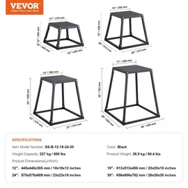 Vevor Plyometrische Sprungbox Schwarz/305/458/609/762 mm