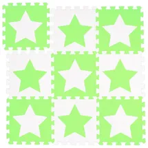 Relaxdays 45 x Puzzlematte Sterne weiß-grün