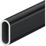Gedotec Garderoben-Stange OVAL Schrankstange Kleider-Schrank | Kleiderstange Aluminium schwarz matt | Schrankrohr 2000 mm | Wäsche-Stange 30 x 14 mm | 1 Stück - Möbelrohr für Wand- & Decken-Montage