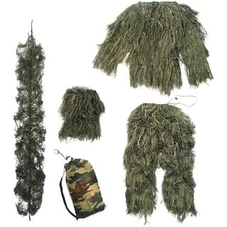 TOOYFUL Kinder Ghillie Anzug Leichte Verkleidung 3D Atmungsaktives Taktisches Uniform Set Ghillie Anzug für Woodland Party Wargame Kleidung, Grün 110~140CM