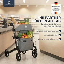 foreversenior Rollator 3-fach faltbar mit Sitz schwarz