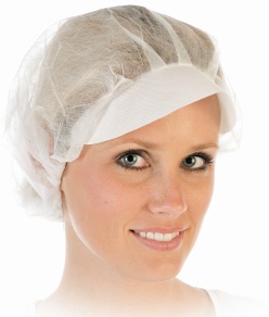 HYGOSTAR® Haube mit Schirm, Kopfbedeckung aus Polypropylen-Vlies leicht, Umfang 48 cm, 1 Packung = 100 Stück, weiß