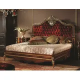 Casa Padrino Luxus Barock Doppelbett Bordeauxrot / Braun / Gold / Silber - Prunkvolles Massivholz Bett mit Swarovski Kristallglas - Barock Schlafzimmer Möbel - Luxus Qualität - Made in Italy