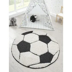 Teppich THE CARPET "Lou", schwarz, H:20mm Ø:80cm, Polypropylen, Teppiche, Kinderzimmer Teppich strapazierfähig und pflegleicht