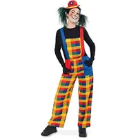 Karnevalsteufel Herren-/Damenkostüm Clown Pebbi Latzhose bunt fröhlich Karneval, Mottoparty (Medium)