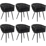 Tectake Esszimmerstuhl Astano Samt schwarz 6er Set