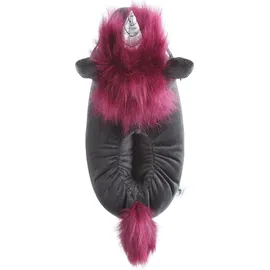 corimori Süße Plüsch Hausschuhe (10+ Designs) Einhorn „Ruby“ Slipper Einheitsgr. 25-33,5 Uni Pantoffeln Schwarz Pink