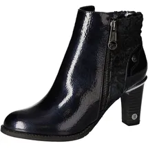 Mustang Damen Stiefelette floral Blumenmuster Trichterabsatz Holzoptik 1335-507, Größe:39 EU, Farbe:Blau - 39 EU
