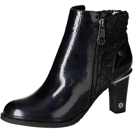 Mustang Damen Stiefelette floral Blumenmuster Trichterabsatz Holzoptik 1335-507, Größe:39 EU, Farbe:Blau - 39 EU