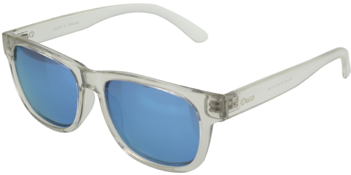 DUCO Klassiker Retro Eckige Sonnenbrille polarisierte TR90 Rahmen UV400 Schutz 2142 (Klar/Blau)