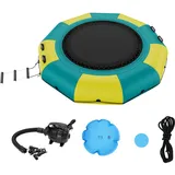 Vevor Aufblasbarer Wassertrampolin mit Leiter, wasserdichte, Abriebfeste, Wassertrampoline 3,05 m Großen Sprungfläche, Sprungplattform-Wasserpark Pool Trampolin, Gelb + Grün 185 kg Tragfähigkeit