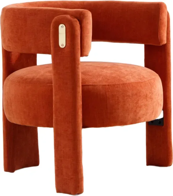CHAIRUS Akzentraksel in Chenille-Bezug, Wohnzimmer-Sessel, Polster-Schminkstuhl für das Schlafzimmer (Orange)
