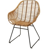 Krines Home Esszimmersessel Rattan Retro Sessel mit Armlehne 50er Korbsessel Retro-Stil Korbstuhl (Sessel nach Auswahl ohne oder mit Polster), Eisen Gestell, Esszimmer, Armlehnstuhl beige