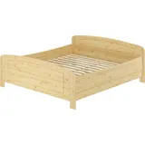 Erst-Holz Seniorenbett extra hoch 180x200 Doppelbett Holzbett Massivholz Kiefer Zubehör wählbar V-60.44-18Rollrost inkl. - Naturbelassen