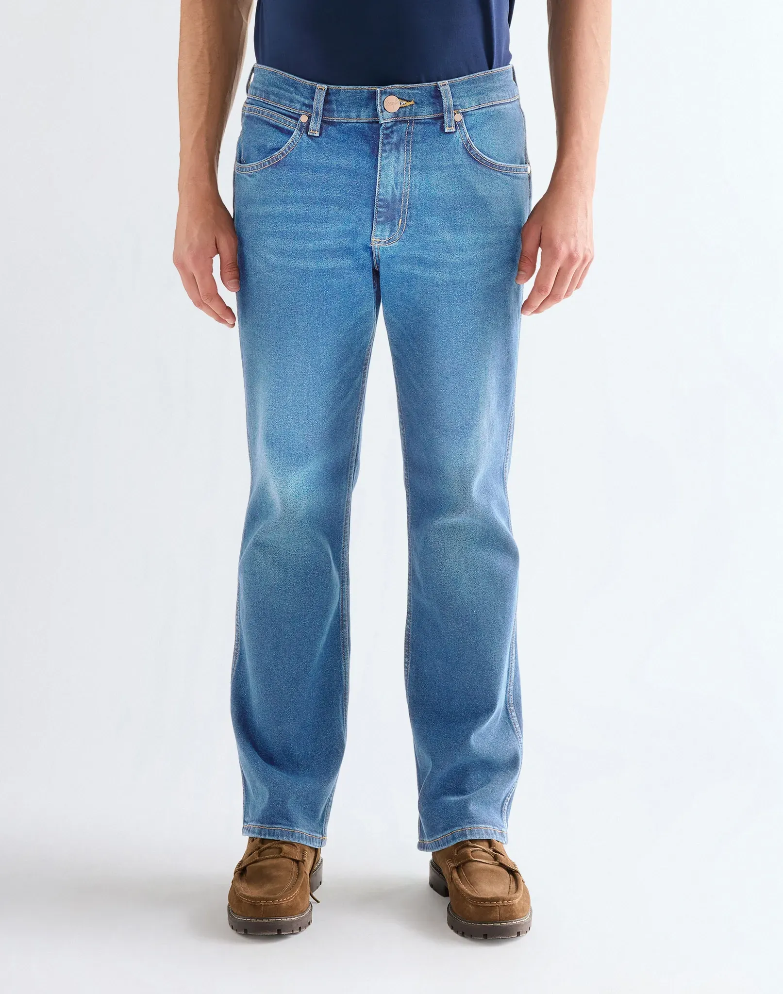 Bootcut-Jeans WRANGLER, Herren, Gr. 38, Länge 30, vintage_worn, Denim/Jeans, Obermaterial: 99% Baumwolle, 1% Elasthan, bootcut fit lang, Jeans, Bootcut fit