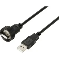 TRU Components USB 2.0-Kabel mit USB-A-Stecker auf IP67-USB-A-Stecker, 0,5 m TC-E13T-MU2-MWA/NWA-0.5PV-S Wasserdichtes Kunststoffkabel
