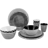 Bo-Camp Melamin Campinggeschirr Set Mix&Match Essgeschirr Teller Becher 16tlg schwarz