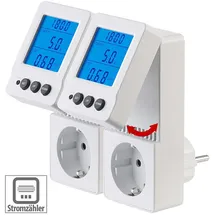 Revolt 2er Energiekostenmesser und Stromverbrauchzähler mit aufklappbarem