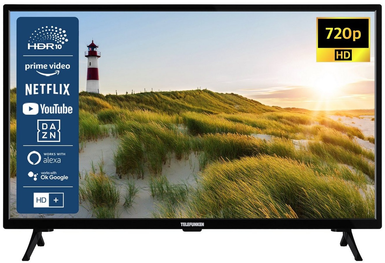 Telefunken D32H550X1CWT LCD-LED Fernseher (80 cm/32 Zoll, HD-ready, Smart TV, HDR10, Triple-Tuner, Dolby Audio, 6 Monate HD+ gratis) schwarz
