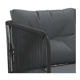 vidaXL Gartensofa in L-Form mit Kissen Schwarz Stahl und Textilene