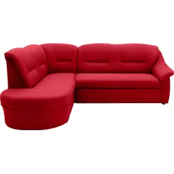Ecksofa DOMO COLLECTION "Faenza L-Form", rot (dunkelrot), B:232cm H:88cm T:176cm, 100% Polyester, Sofas, DOMO collection Ecksofa, mit Ottomane, wahlweise mit Bettfunktion
