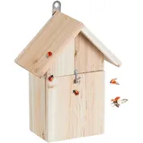 Relaxdays Marienkäferhaus, aus Holz unbehandelt, Insektenhotel Marienkäfer, Natur