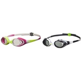 ARENA Kinder Unisex Training Wettkampf Schwimmbrille Spider Junior, schwarz (Black White-Clear) & Kinder Unisex Training Wettkampf Schwimmbrille Spider Junior, Mehrfarbig (Lime Fuchsia-White-Clear)