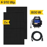 Balkonkraftwerk 910 Wp mit APsystems Mikro-Wechselrichter EZ1-M, Anschlusskabel und 2 Solarmodulen 455Wp Glas-Glas black frame (* 0% MwSt. gem. §12 Abs. 3 UstG)