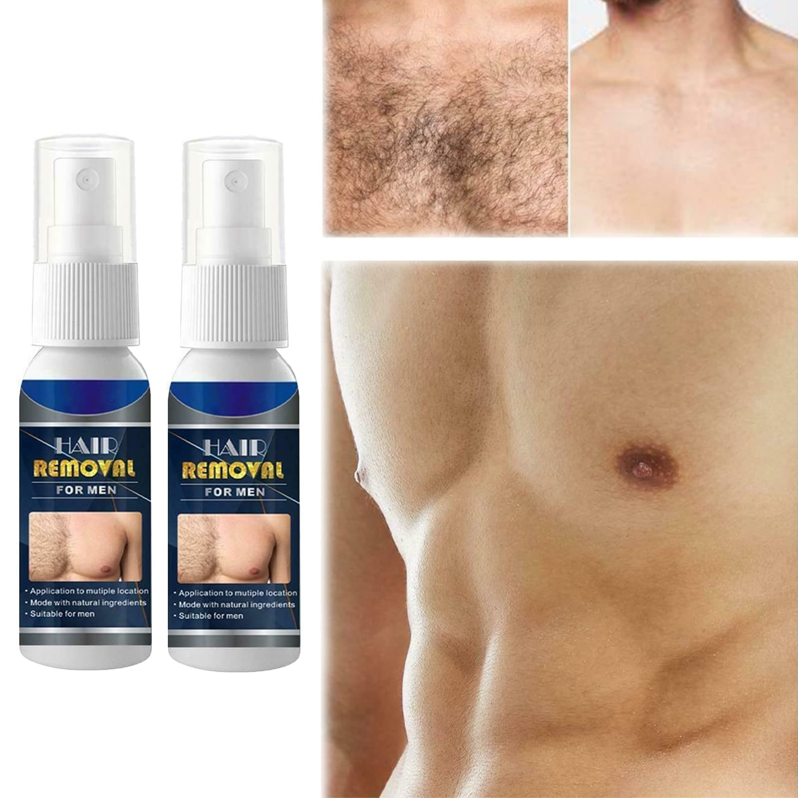 100% Natural Permanent Hair Removal Spray Stop Hair Growth Inhibitor Remover, Hair Stop Growth Spray For Arm Leg Body Care for Man and Women for Arm, Underarm, Legs (male)