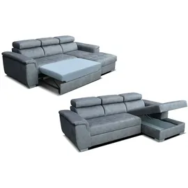 Sonstige Verlage Robin Silver Ecksofa mit Schlaffunktion Bettkasten 3 Verstellbare Kopfstützen Sofa L-Form Schlafsofa Freistehende Eckcouch Schlafcouch Wohnzimmerm... - Silber