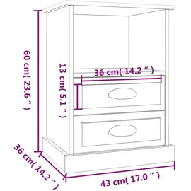 vidaXL Nachttisch Betongrau 43x36x60 cm