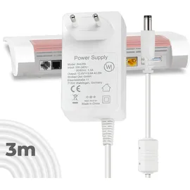 Wicked Chili 3m Netzteil geeignet für AVM Fritz!Box 5690 Pro, 7690, 5590 Fiber, 7530 AX, 7590 AX, 7590, Repeater 6000 3000AX, Router Ladekabel (Kabel extra lang 3,0m, / 3500mA / 300cm Weiß