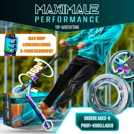Kesser KESSER® Stunt Scooter X-Limit-Pro 360° Lenkung Funscooter Stuntscooter mit Ständer ABEC 9 Kugellagern, 110 mm PolyurethanRäder , Kickscooter Tretroller Cityroller Trick Roller für Kinder Erwachsene