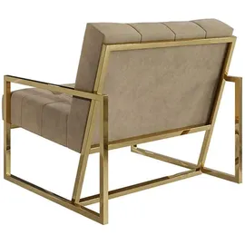 s-style möbel Loungesessel Mit Goldenen Metall Füßen, Beige, Samtstoff