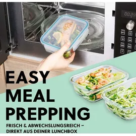 GOURMETmaxx Glas-Frischhaltedosen Klick-It 3 Dosen 900 ml | Als Brotdose oder für Meal Prep | Spülmaschinen- Mikrowellen- und Gefrierschrankgeeignet | Aufbewahrungsbox-Deckel