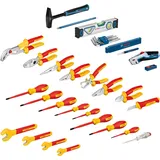 Bosch Professional gemischtes Handwerkzeug-Set, 37-teilig (inkl. 21 VDE-Handwerkzeugen und 16 zusätzlichen Handwerkzeugen, praktisch und ergonomisch, in L-BOXX)